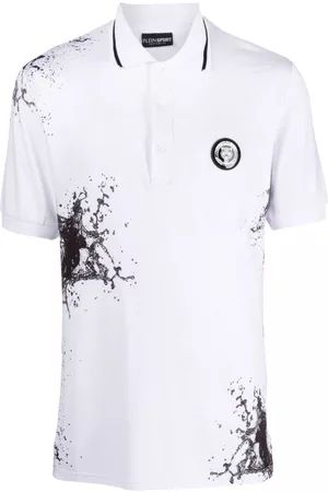Philipp Plein Men Polo Shirts - Splash-print cotton polo shirt