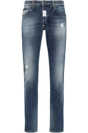 Philipp Plein Men Straight - Logo-patch straight-leg jeans