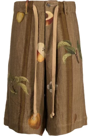 UMA WANG Fruit-print linen shorts