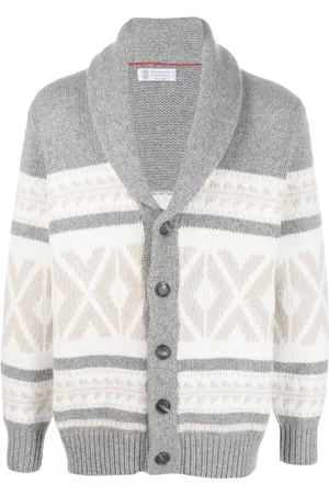 Brunello Cucinelli Pattern-intarsia knitted cashmere cardigan