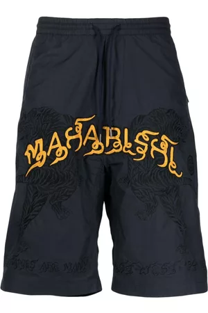 Maharishi Men Sports Shorts - Logo-embroidery drawstring track shorts