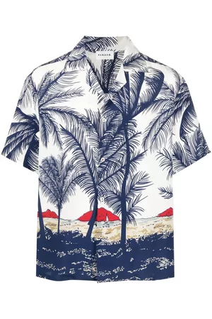 P.a.r.o.s.h. Men Shirts - Palm-tree print silk shirt