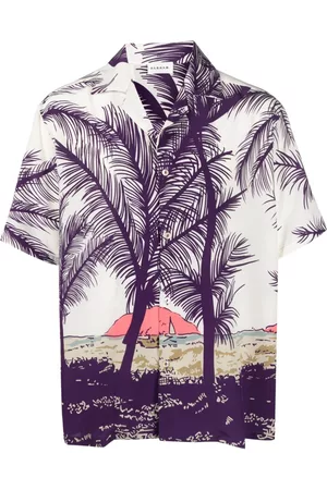 P.a.r.o.s.h. Men Short sleeves - Palm-tree short-sleeved shirt