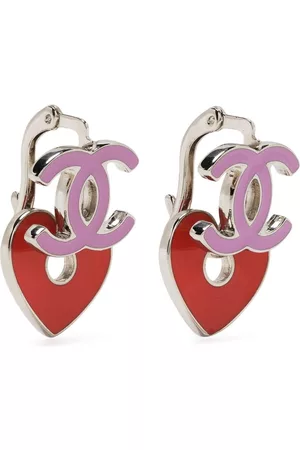 CHANEL Women Earrings - 2004 CC heart-charm dangle earrings