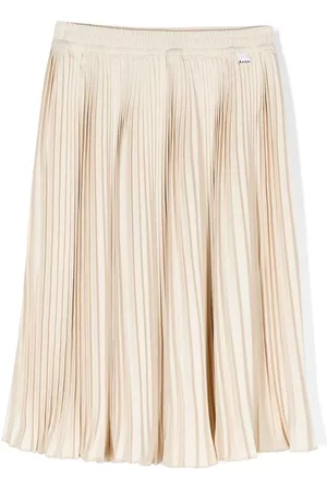 Molo Girls Skirts - Pleated logo-patch midi skirt
