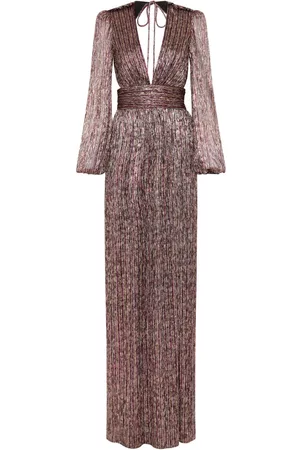 Rebecca Vallance Women Party Dresses - Metallic plissé gown