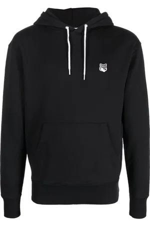 Maison Kitsuné Logo-embroidered long-sleeved cotton hoodie