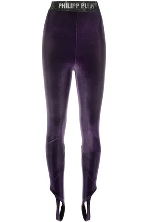 Philipp Plein Logo-underband velvet leggings