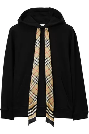 Burberry Tartan-scarf cotton hoodie