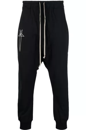 Rick Owens Logo-embroidered cotton track pants
