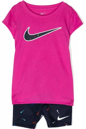Nike Girls Shorts - Swoosh logo-print shorts set