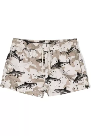 MC2 SAINT BARTH Boys Swim Shorts - Shark-print swim shorts