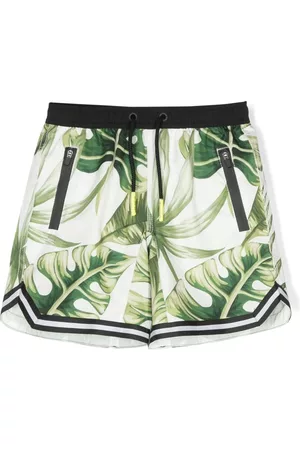 MC2 SAINT BARTH Boys Swim Shorts - Leaves-print swim shorts