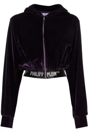 Philipp Plein Logo-embellishment velour hoodie