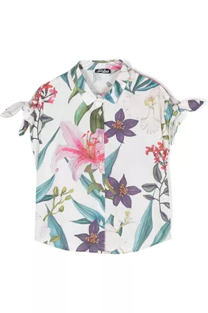 MC2 SAINT BARTH Girls Printed Dresses - Tropical floral-print shirt dress