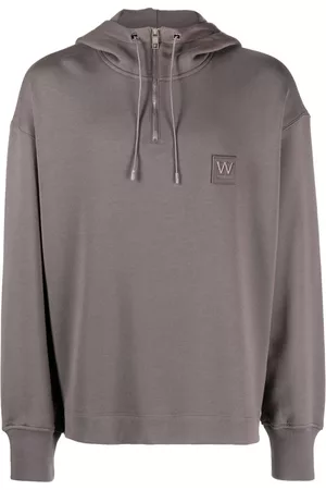 WOOYOUNGMI Logo-patch half-zip cotton hoodie