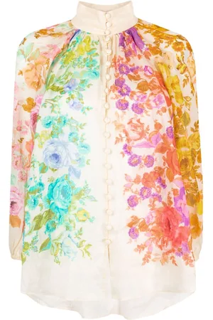 ZIMMERMANN Floral-print ramie blouse