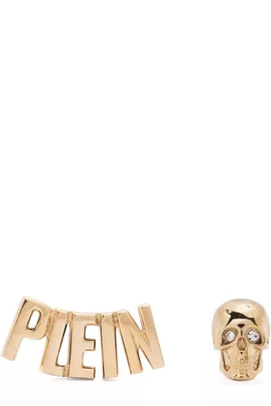 Philipp Plein Asymmetric logo-lettering stud earrings