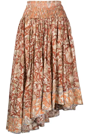 ZIMMERMANN Chintz floral-print asymmetric silk midi skirt