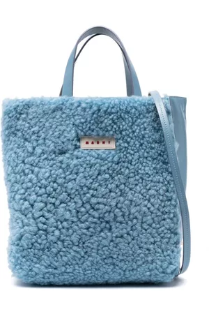 Marni Women Handbags - Logo-patch shearling tote bag