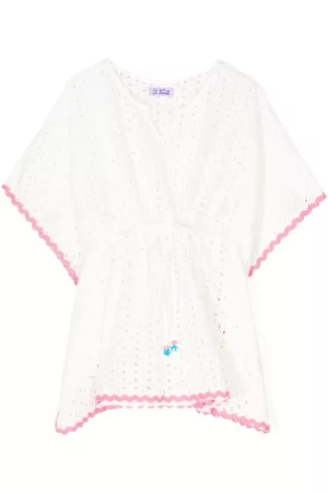 MC2 SAINT BARTH Girls Beach Dresses - Floral cut-out cotton cover-up