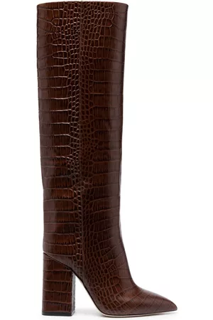 PARIS TEXAS Women Knee High Boots - 100mm crocodile-effect leather knee-high boots