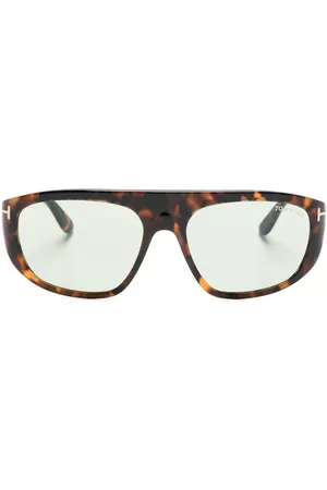 Tom Ford Men Sunglasses - Tortoiseshell-effect rectangle-frame sunglasses