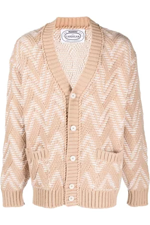 Missoni Men Cardigans - Chevron-knit V-neck cardigan