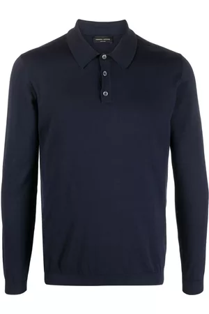 Roberto Collina Men Polo Shirts - Long-sleeved cotton polo shirt