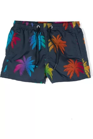 MC2 SAINT BARTH Boys Swim Shorts - Leaf-print swim shorts