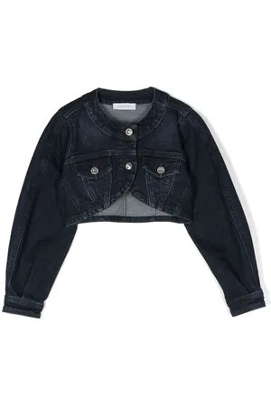 MONNALISA Curved-hem cropped denim jacket