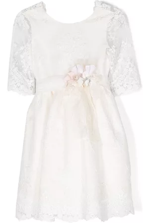 Mimilù Floral-appliqué tulle dress