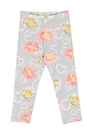 MONNALISA Girls Stretch Pants - Graphic-print stretch-cotton trousers