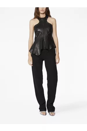 RTA Asymmetric halterneck leather top