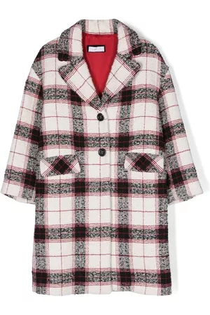 MONNALISA Girls Coats - Plaid-check cotton coat