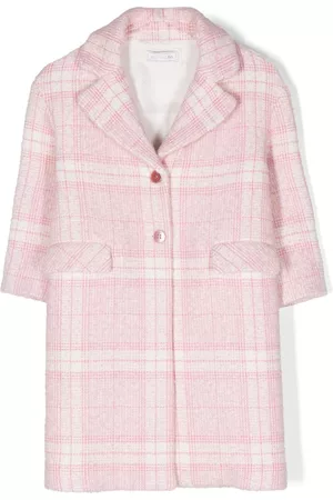 MONNALISA Girls Coats - Plaid-check cotton coat