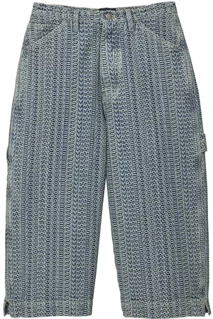 Marc Jacobs Men Shorts - Monogram-jacquard denim capri shorts