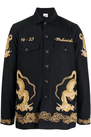 Maharishi Men Short sleeves - Dragon-embroidery short-sleeve shirt