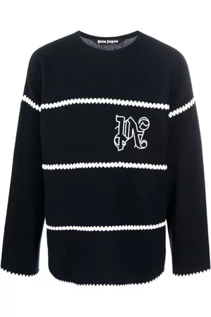 Palm Angels Embroidered-monogram striped jumper