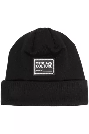 VERSACE Logo-patch wool-blend beanie