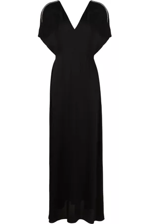 Fabiana Filippi Women Party Dresses - Beaded-stripes V-neck gown