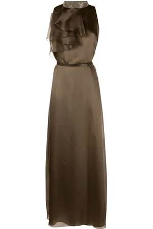 Fabiana Filippi Ruffle-detail silk maxi dress