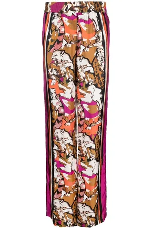 Roberto Cavalli Abstract-print silk palazzo pants
