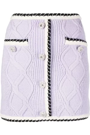 Self-Portrait Contrasting-trim cable-knit miniskirt