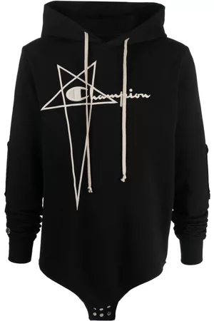 Rick Owens Logo-embroidery cotton hoodie