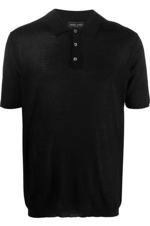 Roberto Collina Men Polo Shirts - Ribbed silk polo shirt