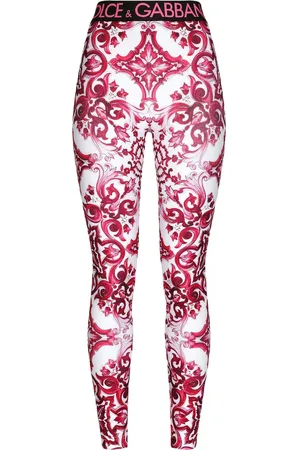 Dolce & Gabbana Maiolica-print logo-waistband leggings