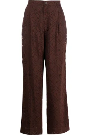 KOCHÉ Abstract-print straight-leg trousers