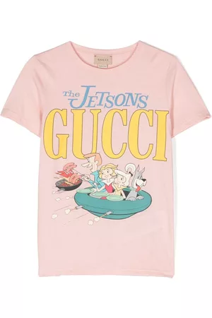 Gucci Girls Short Sleeve - Cartoon-print cotton T-shirt