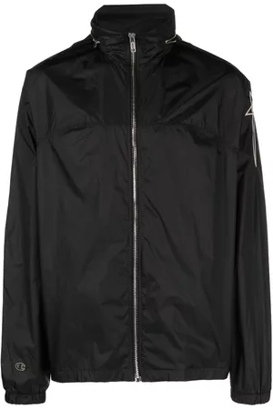 Rick Owens Embroidered-logo concealed-hood lightweight jacket